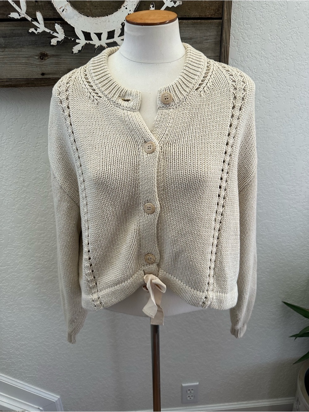 Ulla‎ Johnson Magda Cropped Cardigan Cream ladies size L
